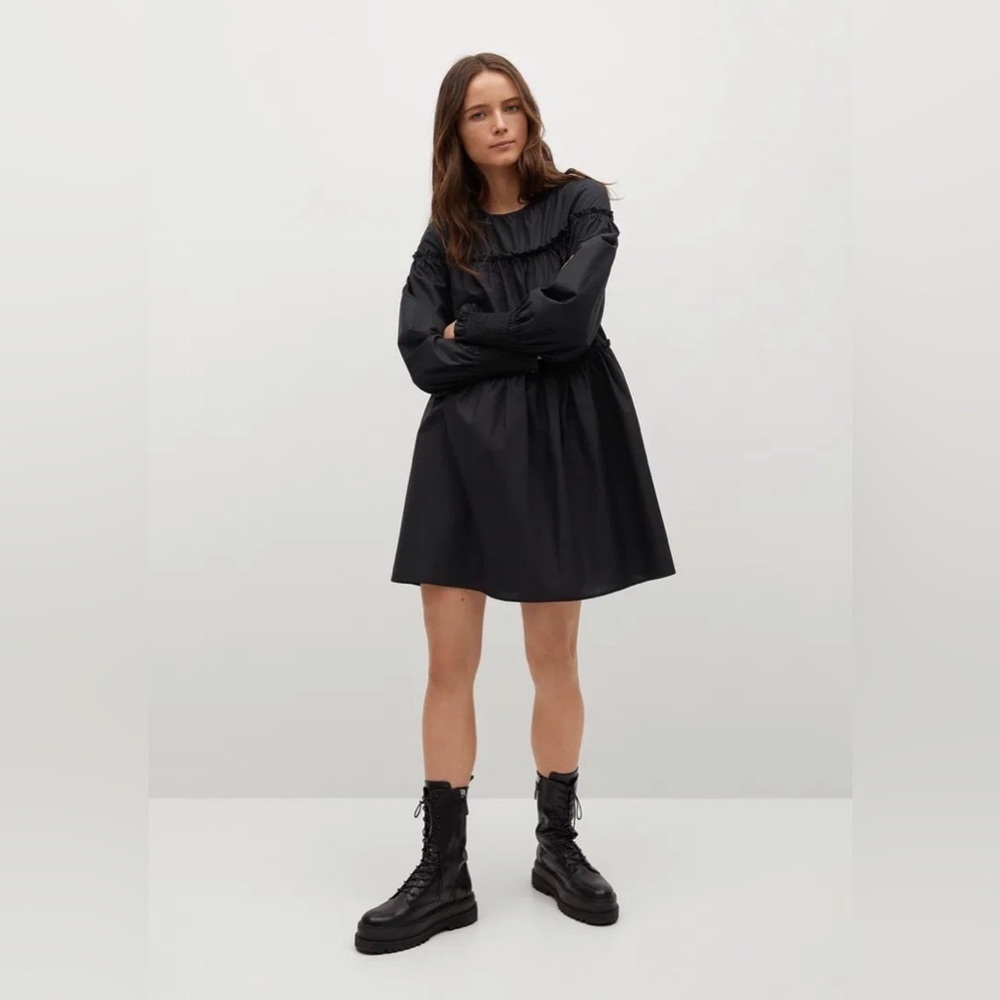 Mango Black puffed dress Mini Dress XS